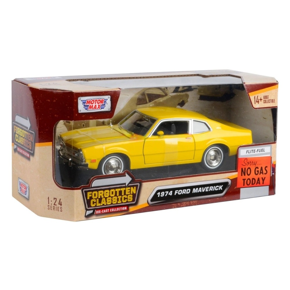 1974‎ FORD MAVERICK YELLOW 1/24 DIECAST MODEL CAR BY MOTORMAX 73326